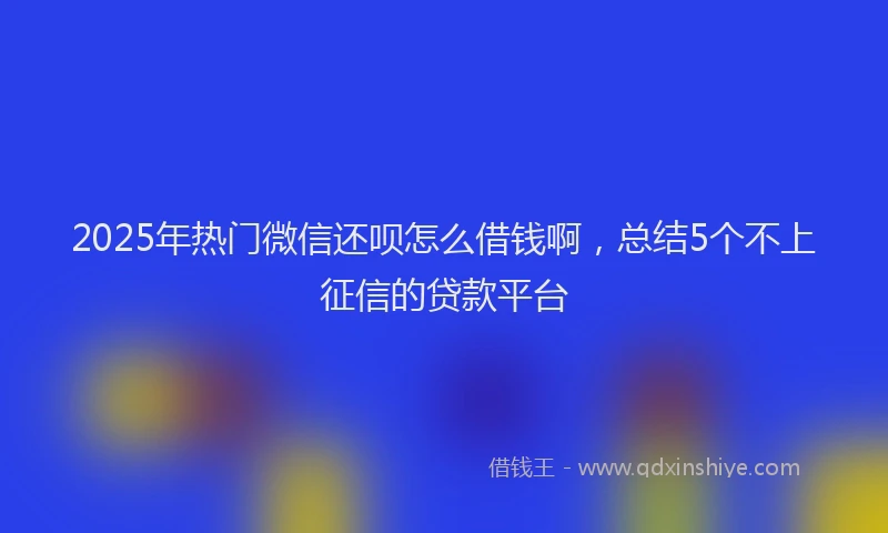 2025年热门微信还呗怎么借钱啊，总结5个不上征信的贷款平台