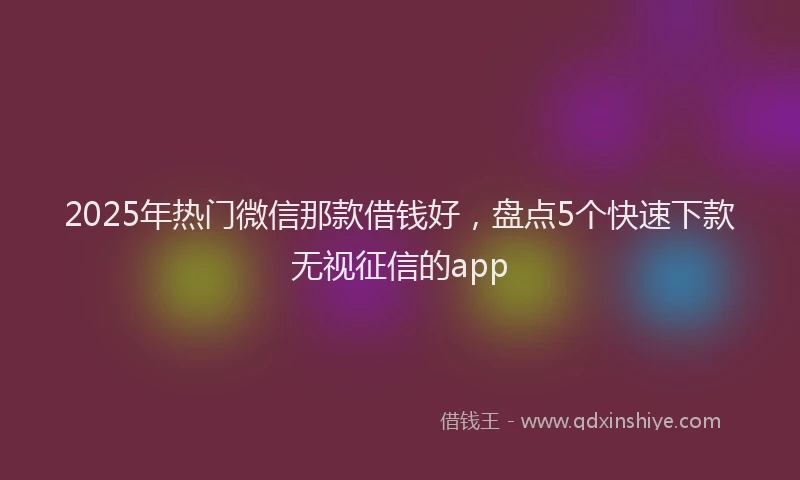 2025年热门微信那款借钱好，盘点5个快速下款无视征信的app