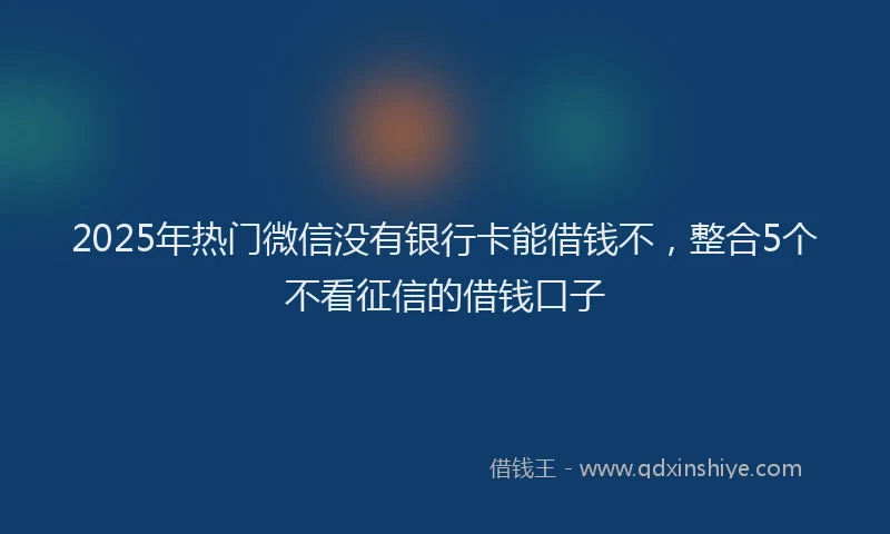 2025年热门微信没有银行卡能借钱不，整合5个不看征信的借钱口子