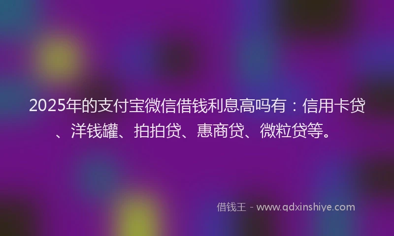 2025年的支付宝微信借钱利息高吗有：信用卡贷、洋钱罐、拍拍贷、惠商贷、微粒贷等。