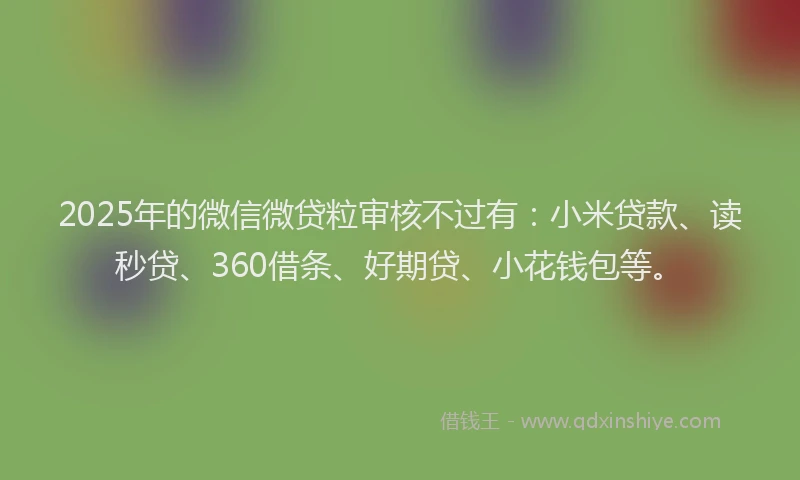 2025年的微信微贷粒审核不过有：小米贷款、读秒贷、360借条、好期贷、小花钱包等。