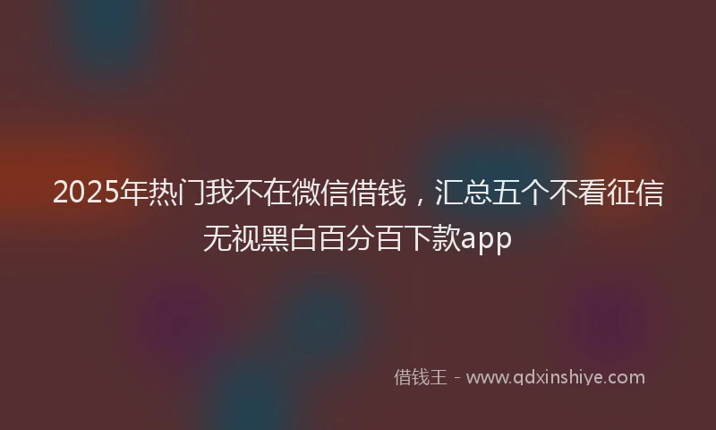 2025年热门我不在微信借钱，汇总五个不看征信无视黑白百分百下款app