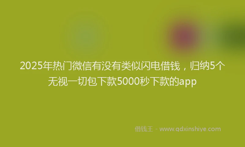2025年热门微信有没有类似闪电借钱，归纳5个无视一切包下款5000秒下款的app