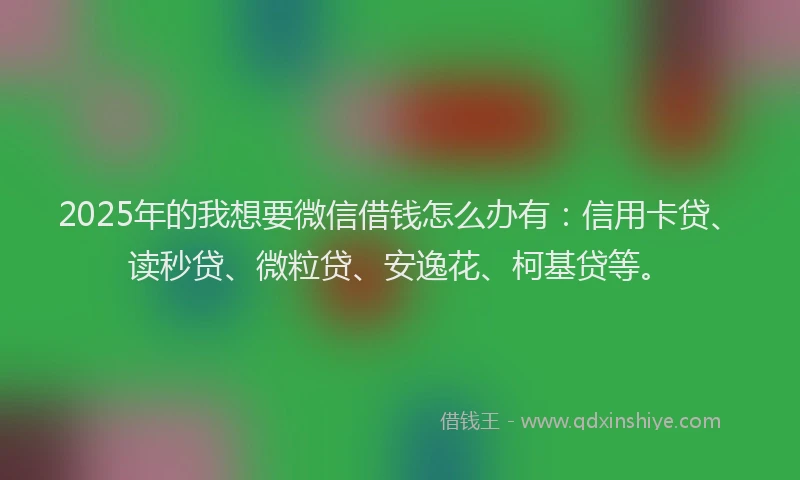 2025年的我想要微信借钱怎么办有：信用卡贷、读秒贷、微粒贷、安逸花、柯基贷等。
