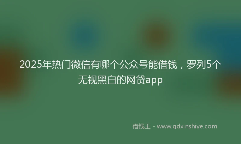 2025年热门微信有哪个公众号能借钱，罗列5个无视黑白的网贷app