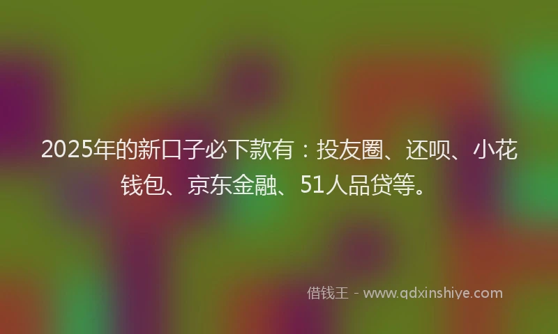2025年的新口子必下款有：投友圈、还呗、小花钱包、京东金融、51人品贷等。
