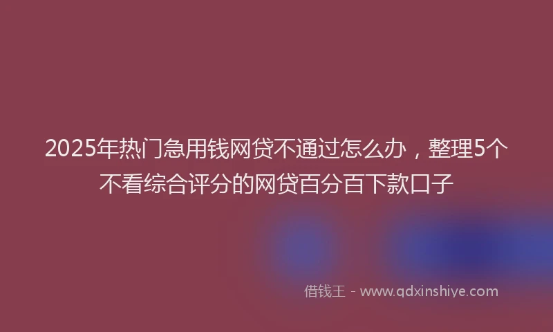 2025年热门急用钱网贷不通过怎么办，整理5个不看综合评分的网贷百分百下款口子