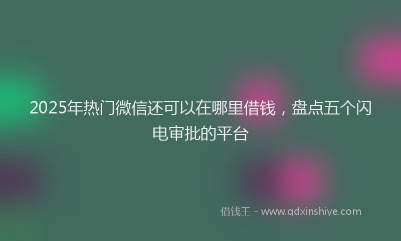 2025年热门微信还可以在哪里借钱，盘点五个闪电审批的平台