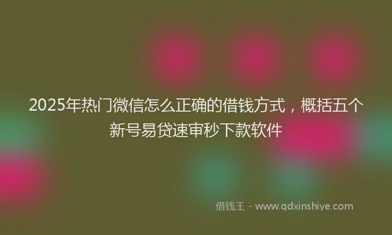 2025年热门微信怎么正确的借钱方式，概括五个新号易贷速审秒下款软件
