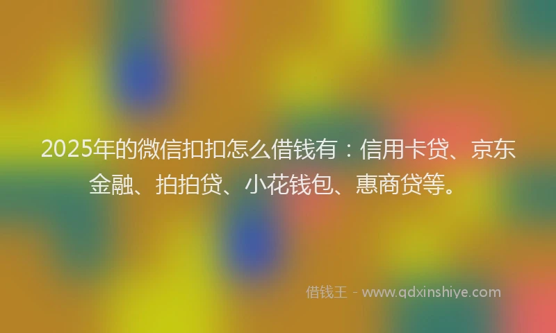 2025年的微信扣扣怎么借钱有：信用卡贷、京东金融、拍拍贷、小花钱包、惠商贷等。