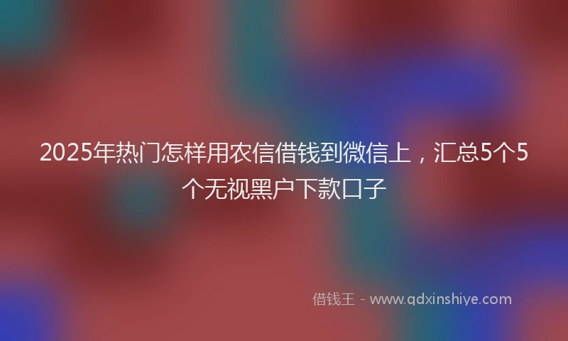 2025年热门怎样用农信借钱到微信上，汇总5个5个无视黑户下款口子