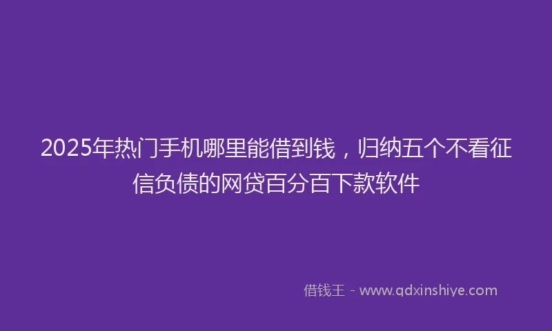 2025年热门手机哪里能借到钱，归纳五个不看征信负债的网贷百分百下款软件