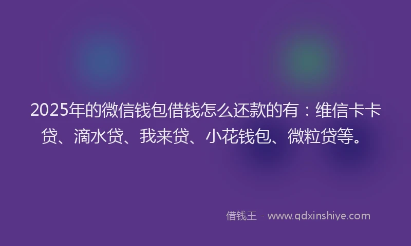 2025年的微信钱包借钱怎么还款的有：维信卡卡贷、滴水贷、我来贷、小花钱包、微粒贷等。