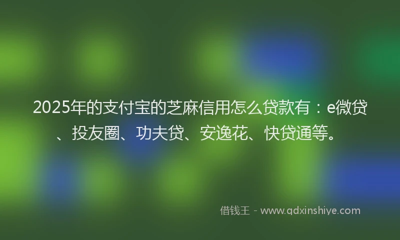 2025年的支付宝的芝麻信用怎么贷款有：e微贷、投友圈、功夫贷、安逸花、快贷通等。
