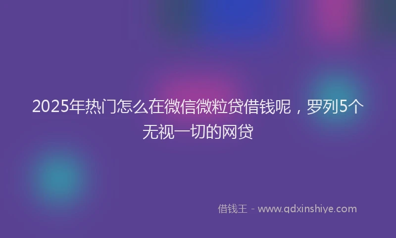 2025年热门怎么在微信微粒贷借钱呢，罗列5个无视一切的网贷