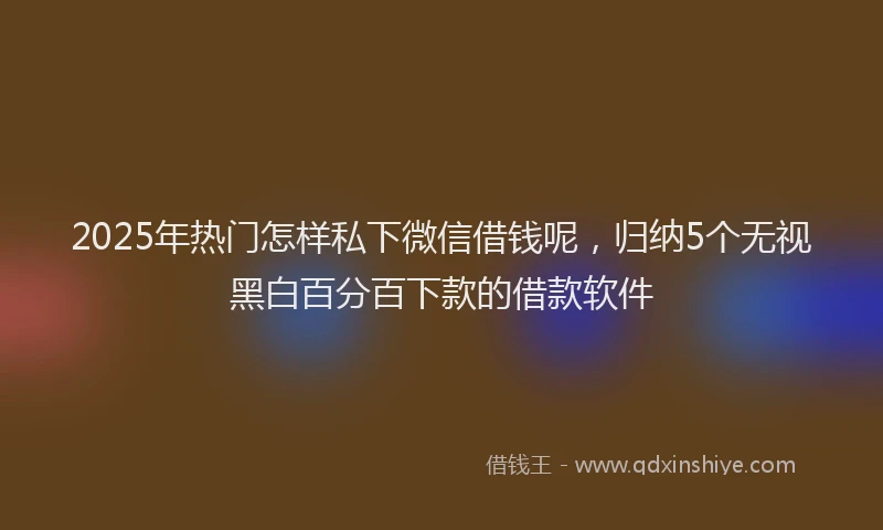 2025年热门怎样私下微信借钱呢，归纳5个无视黑白百分百下款的借款软件