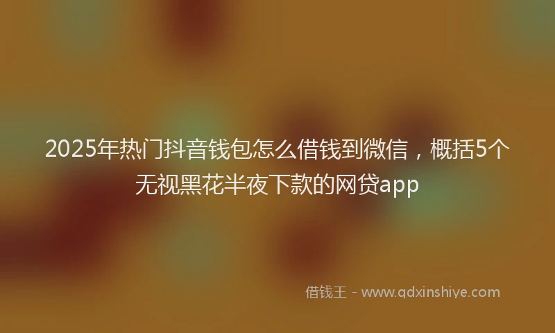 2025年热门抖音钱包怎么借钱到微信，概括5个无视黑花半夜下款的网贷app