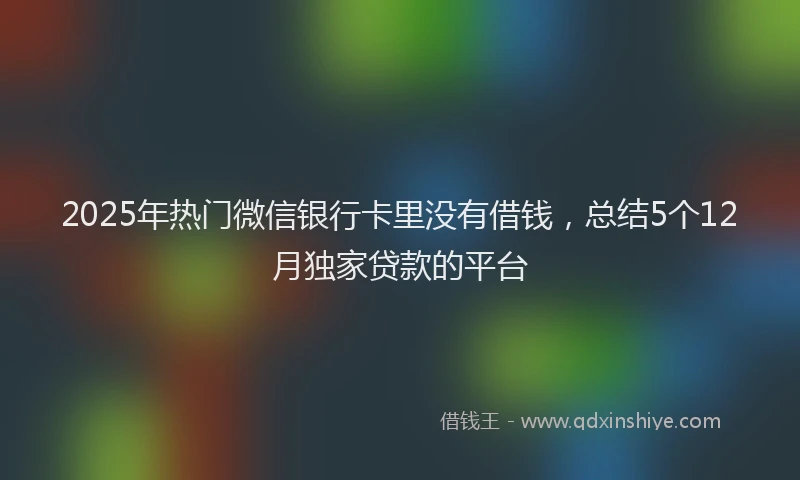 2025年热门微信银行卡里没有借钱，总结5个12月独家贷款的平台