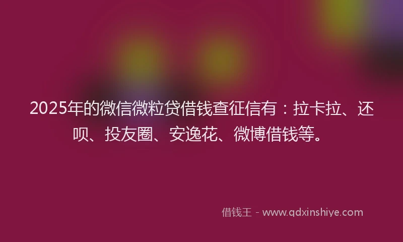 2025年的微信微粒贷借钱查征信有：拉卡拉、还呗、投友圈、安逸花、微博借钱等。