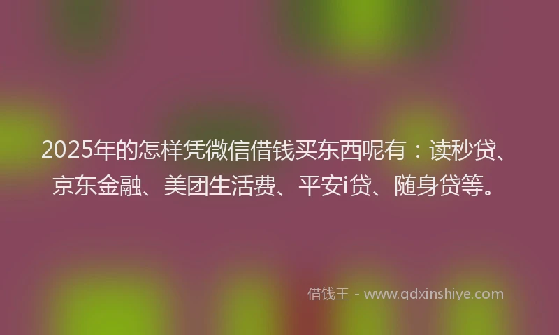 2025年的怎样凭微信借钱买东西呢有：读秒贷、京东金融、美团生活费、平安i贷、随身贷等。