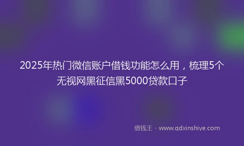 2025年热门微信账户借钱功能怎么用，梳理5个无视网黑征信黑5000贷款口子