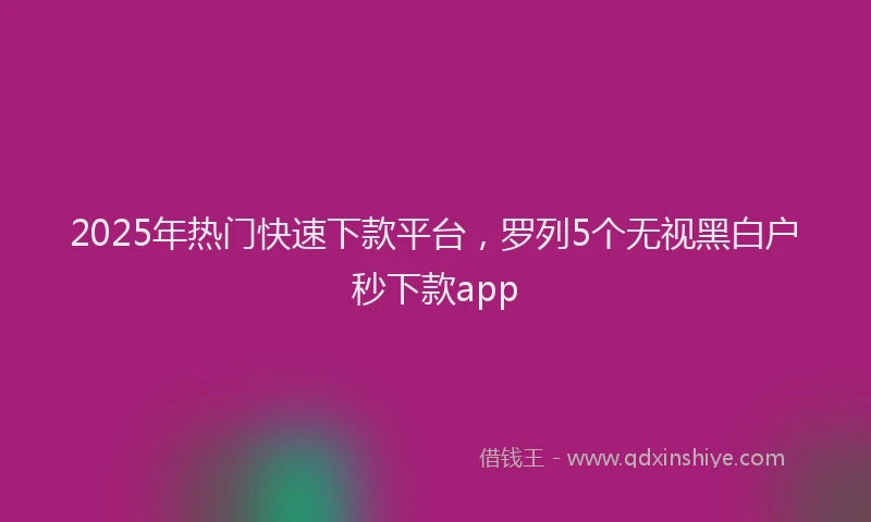 2025年热门快速下款平台，罗列5个无视黑白户秒下款app