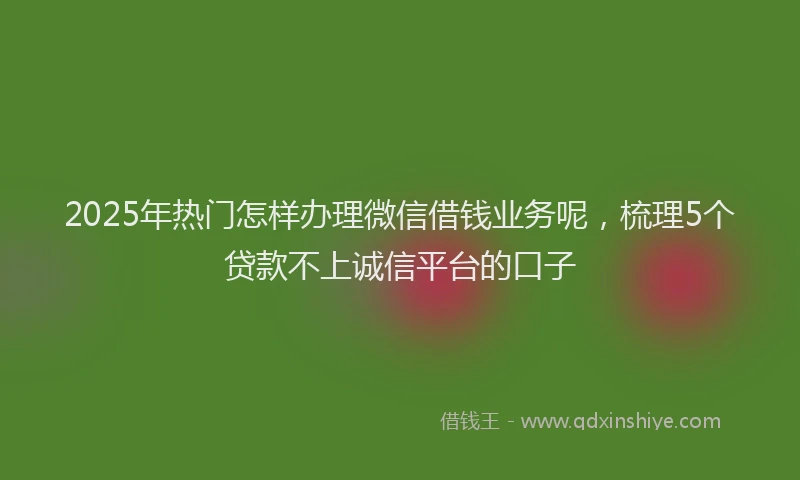 2025年热门怎样办理微信借钱业务呢，梳理5个贷款不上诚信平台的口子