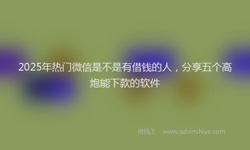 2025年热门微信是不是有借钱的人，分享五个高炮能下款的软件