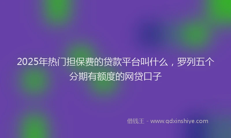2025年热门担保费的贷款平台叫什么，罗列五个分期有额度的网贷口子