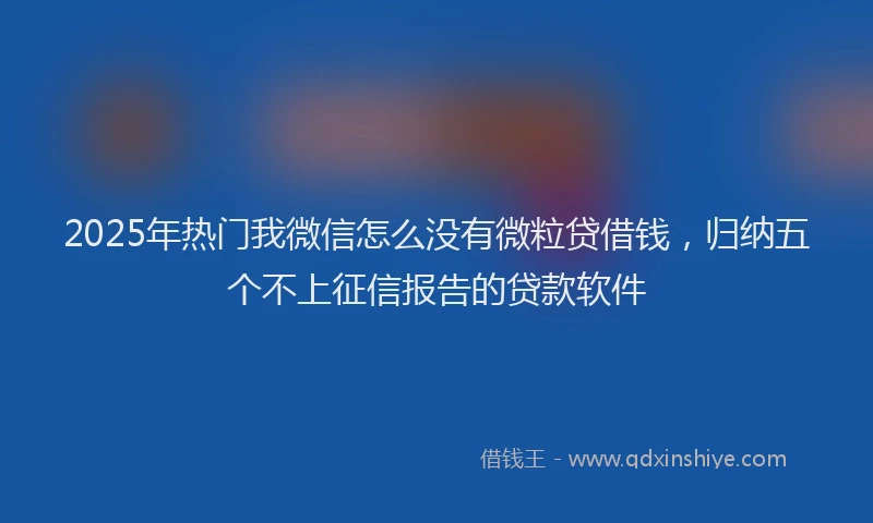 2025年热门我微信怎么没有微粒贷借钱，归纳五个不上征信报告的贷款软件