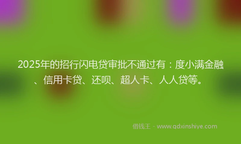 2025年的招行闪电贷审批不通过有：度小满金融、信用卡贷、还呗、超人卡、人人贷等。