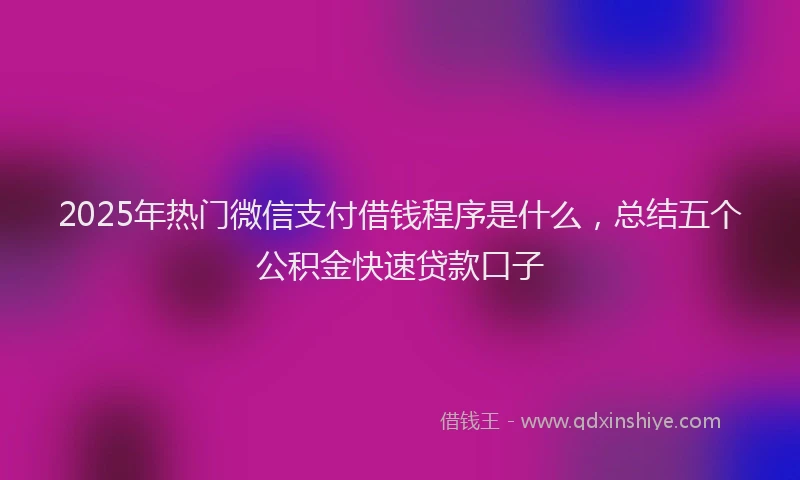 2025年热门微信支付借钱程序是什么，总结五个公积金快速贷款口子
