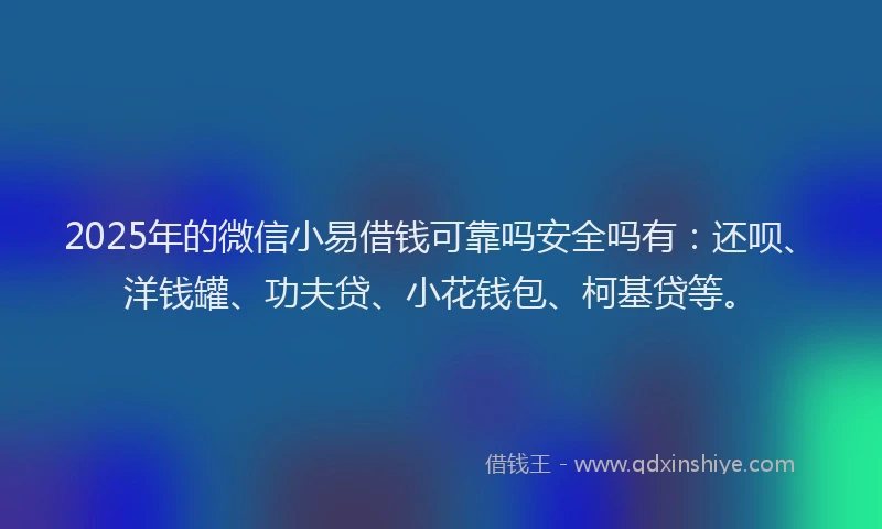 2025年的微信小易借钱可靠吗安全吗有：还呗、洋钱罐、功夫贷、小花钱包、柯基贷等。