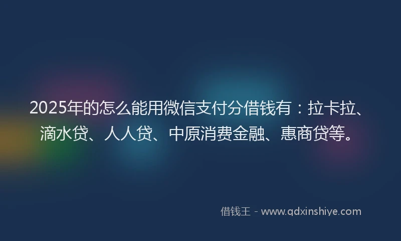 2025年的怎么能用微信支付分借钱有：拉卡拉、滴水贷、人人贷、中原消费金融、惠商贷等。