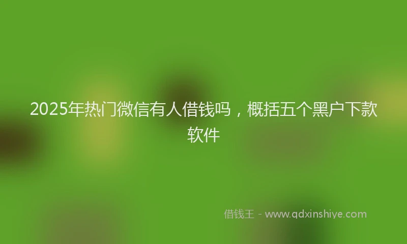 2025年热门微信有人借钱吗，概括五个黑户下款软件