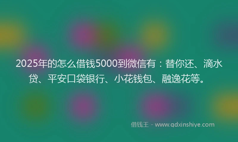2025年的怎么借钱5000到微信有：替你还、滴水贷、平安口袋银行、小花钱包、融逸花等。