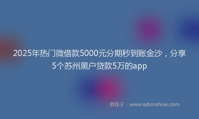 2025年热门微借款5000元分期秒到账金沙，分享5个苏州黑户贷款5万的app