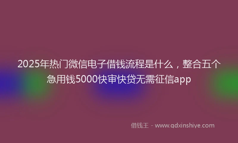 2025年热门微信电子借钱流程是什么，整合五个急用钱5000快审快贷无需征信app