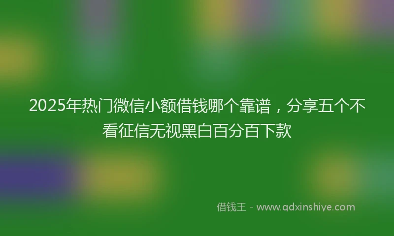 2025年热门微信小额借钱哪个靠谱，分享五个不看征信无视黑白百分百下款