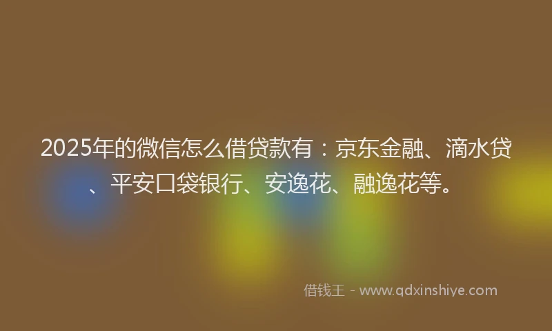 2025年的微信怎么借贷款有：京东金融、滴水贷、平安口袋银行、安逸花、融逸花等。
