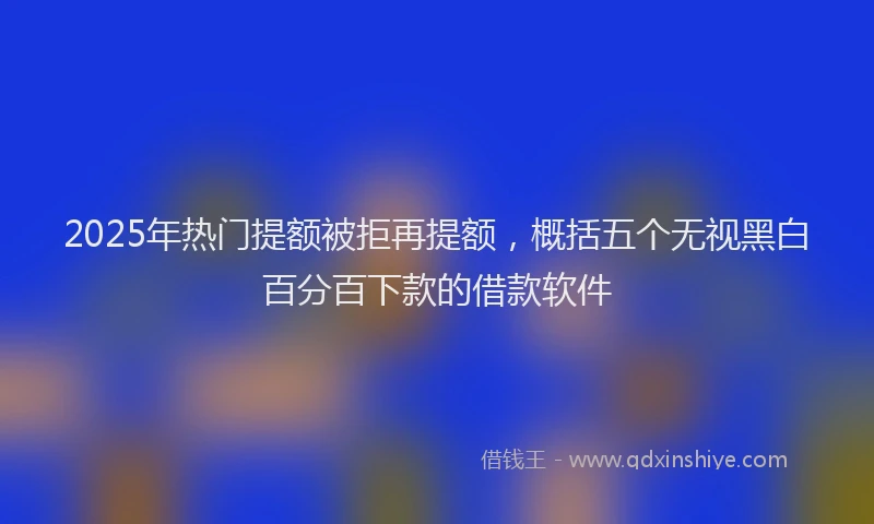 2025年热门提额被拒再提额，概括五个无视黑白百分百下款的借款软件