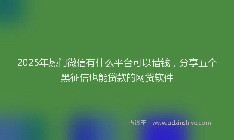 2025年热门微信有什么平台可以借钱，分享五个黑征信也能贷款的网贷软件