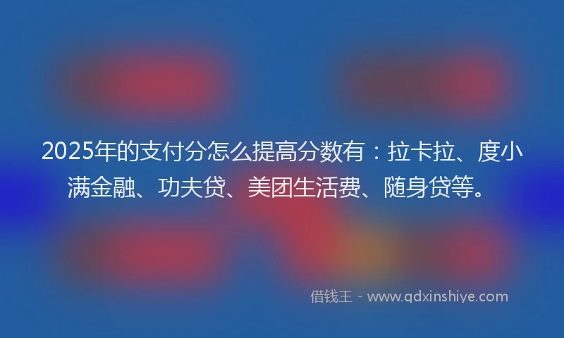 2025年的支付分怎么提高分数有：拉卡拉、度小满金融、功夫贷、美团生活费、随身贷等。