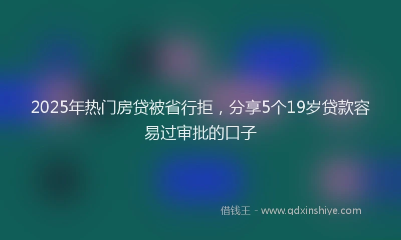 2025年热门房贷被省行拒，分享5个19岁贷款容易过审批的口子