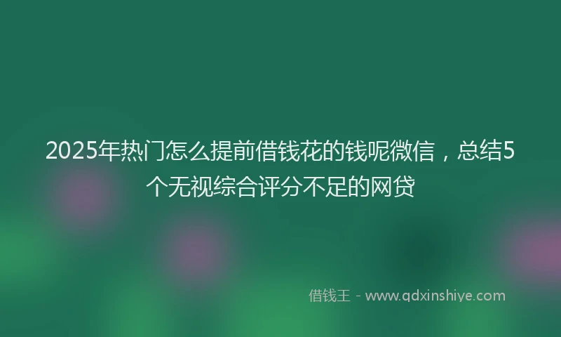 2025年热门怎么提前借钱花的钱呢微信，总结5个无视综合评分不足的网贷