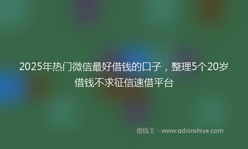 2025年热门微信最好借钱的口子，整理5个20岁借钱不求征信速借平台