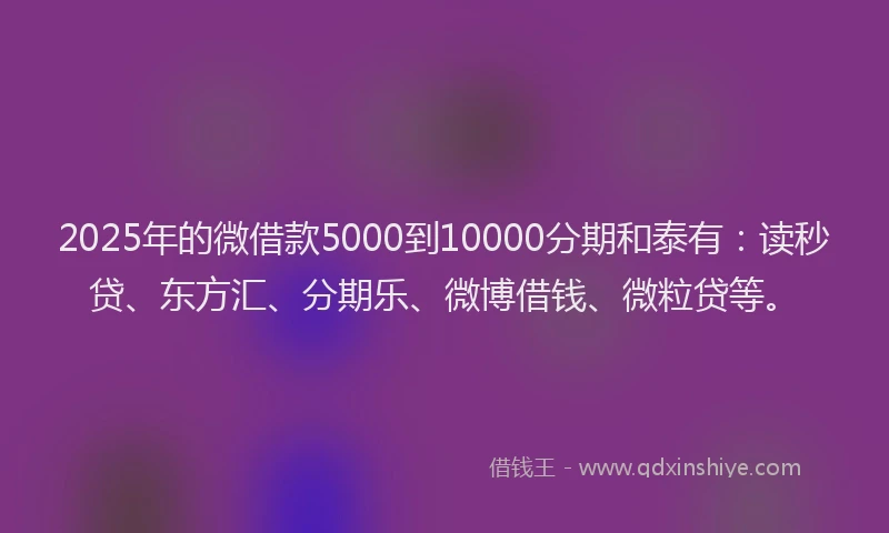 2025年的微借款5000到10000分期和泰有：读秒贷、东方汇、分期乐、微博借钱、微粒贷等。
