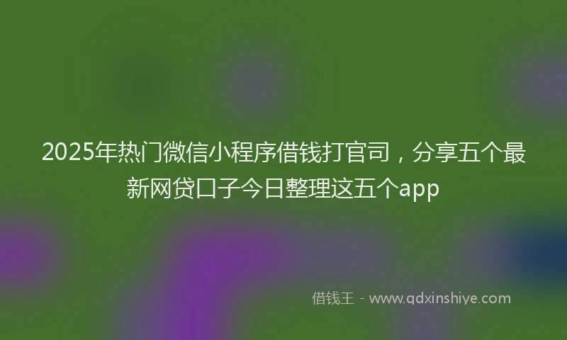 2025年热门微信小程序借钱打官司，分享五个最新网贷口子今日整理这五个app