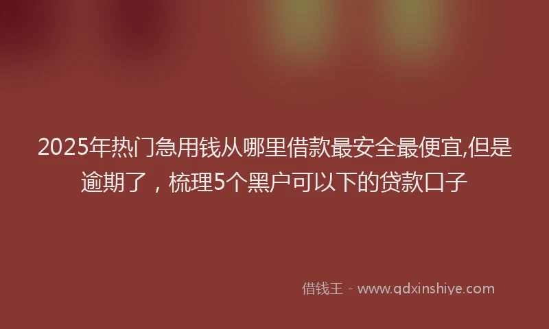 2025年热门急用钱从哪里借款最安全最便宜,但是逾期了，梳理5个黑户可以下的贷款口子