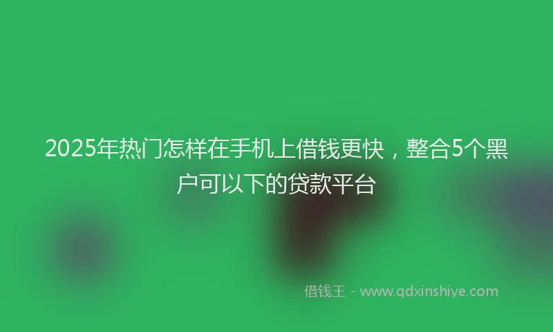 2025年热门怎样在手机上借钱更快，整合5个黑户可以下的贷款平台